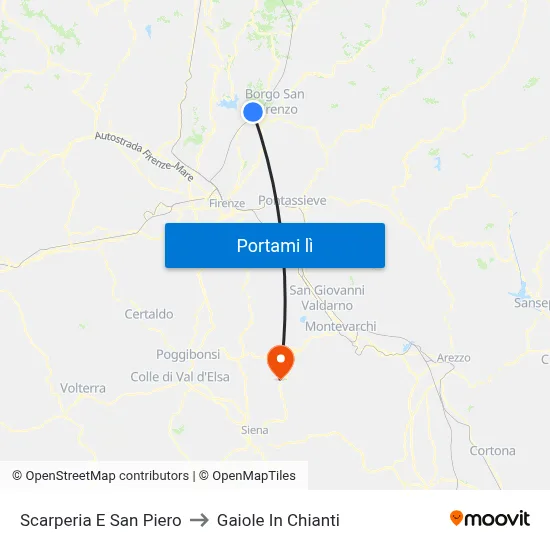 Scarperia E San Piero to Gaiole In Chianti map