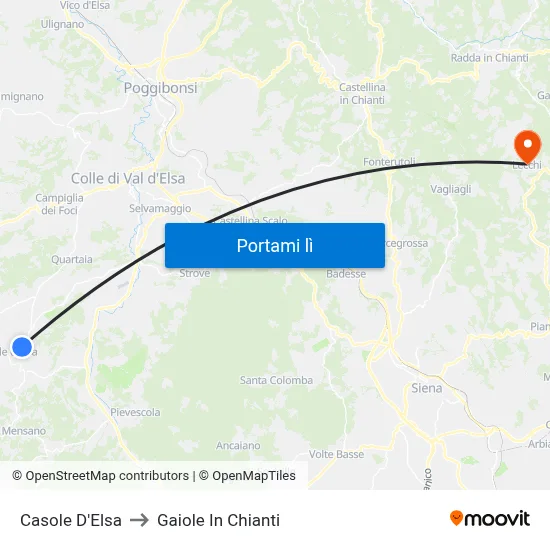 Casole D'Elsa to Gaiole In Chianti map