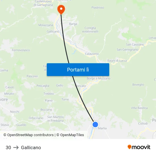 30 to Gallicano map