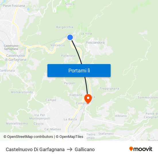 Castelnuovo Di Garfagnana to Gallicano map