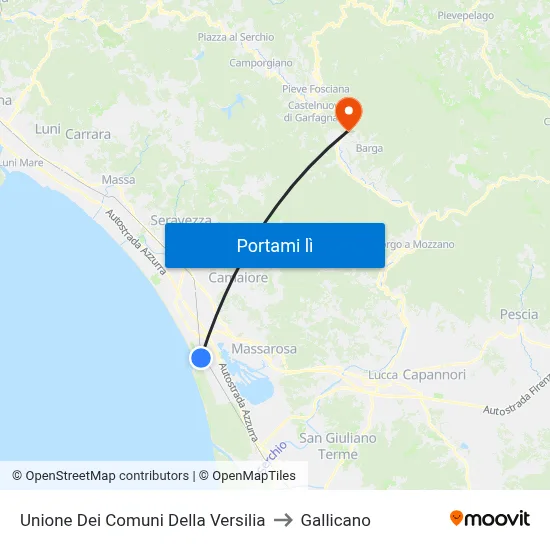 Unione Dei Comuni Della Versilia to Gallicano map