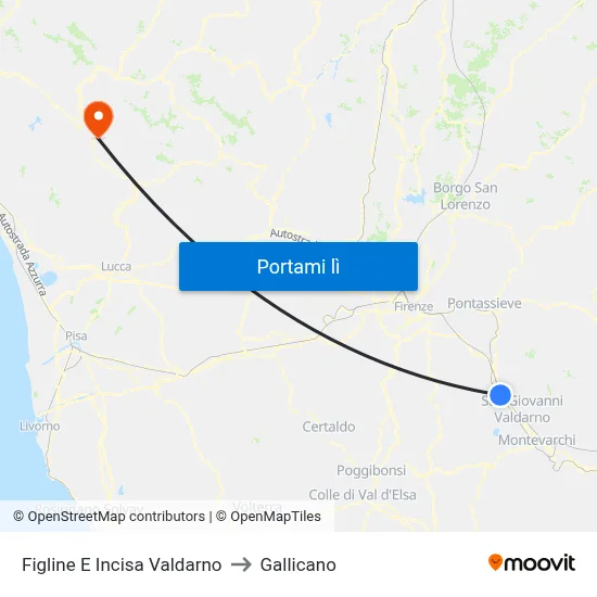Figline E Incisa Valdarno to Gallicano map