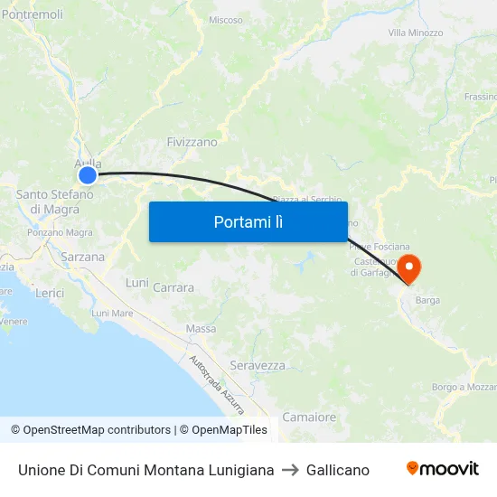 Unione Di Comuni Montana Lunigiana to Gallicano map