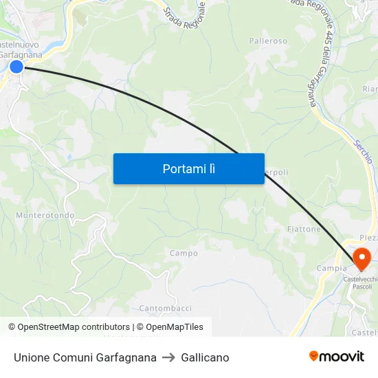 Unione Comuni Garfagnana to Gallicano map