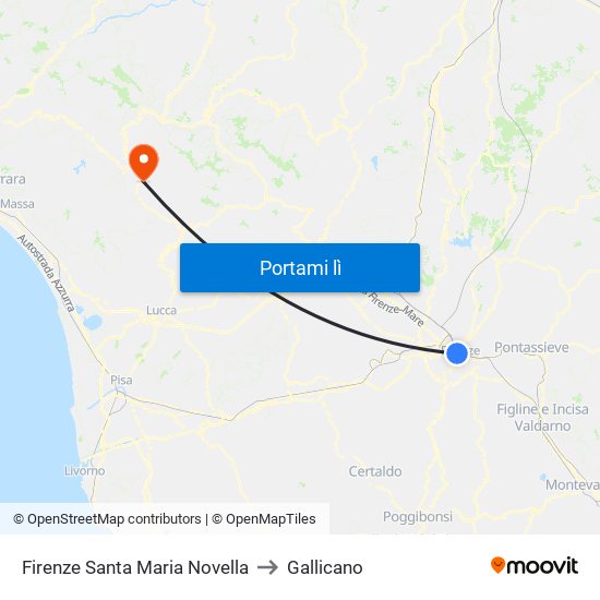 Firenze Santa Maria Novella to Gallicano map