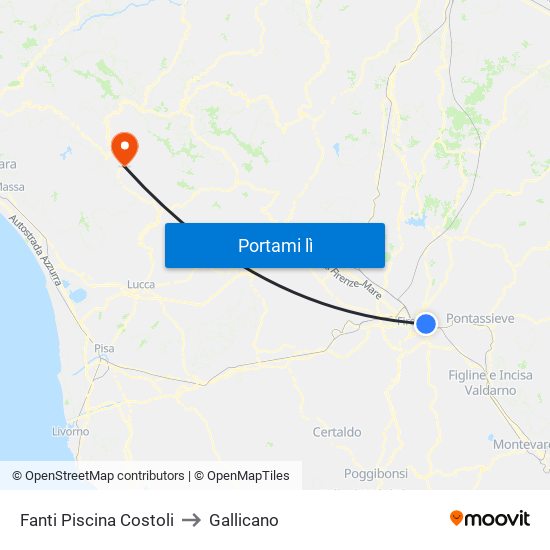 Fanti  Piscina Costoli to Gallicano map
