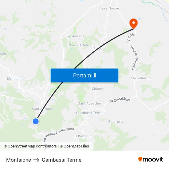 Montaione to Gambassi Terme map