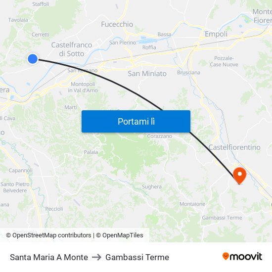 Santa Maria A Monte to Gambassi Terme map