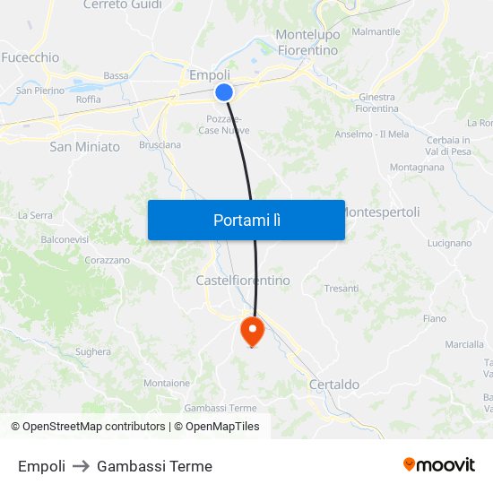 Empoli to Gambassi Terme map