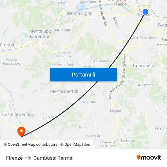 Firenze to Gambassi Terme map
