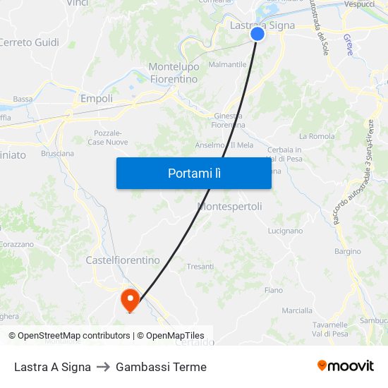 Lastra A Signa to Gambassi Terme map