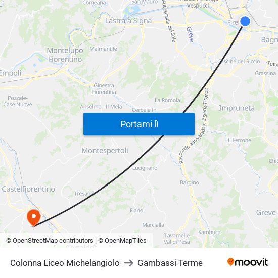 Colonna Liceo Michelangiolo to Gambassi Terme map