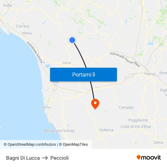 Bagni Di Lucca to Peccioli map