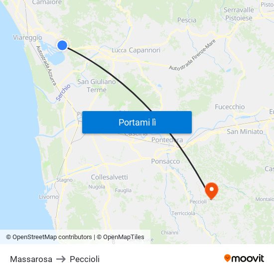 Massarosa to Peccioli map