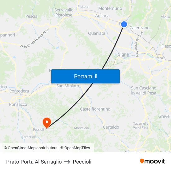 Prato Porta Al Serraglio to Peccioli map