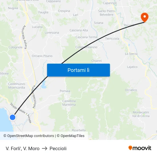 V. Forli',  V. Moro to Peccioli map