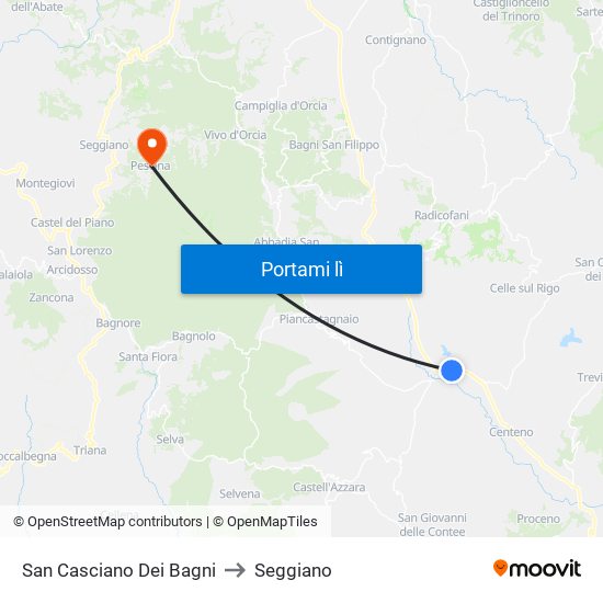 San Casciano Dei Bagni to Seggiano map