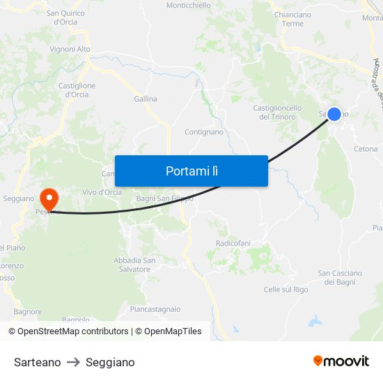 Sarteano to Seggiano map