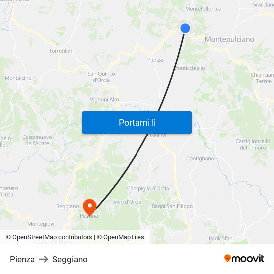 Pienza to Seggiano map