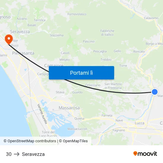 30 to Seravezza map