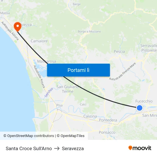 Santa Croce Sull'Arno to Seravezza map