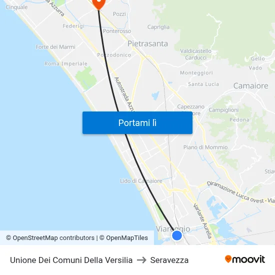 Unione Dei Comuni Della Versilia to Seravezza map