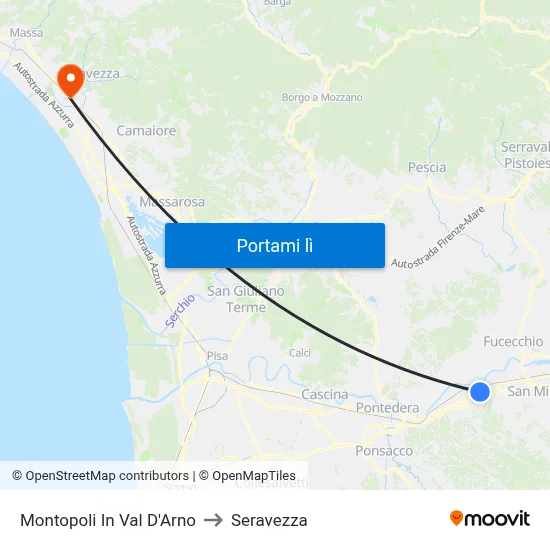 Montopoli In Val D'Arno to Seravezza map