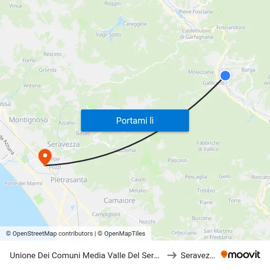 Unione Dei Comuni Media Valle Del Serchio to Seravezza map