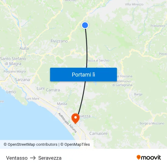 Ventasso to Seravezza map