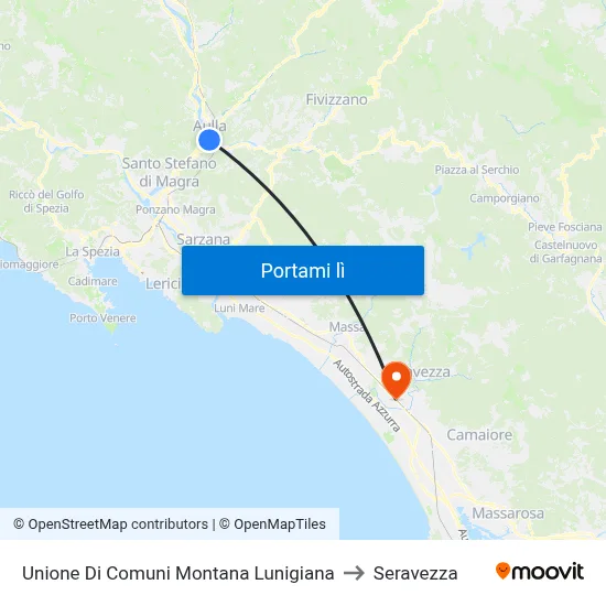 Unione Di Comuni Montana Lunigiana to Seravezza map