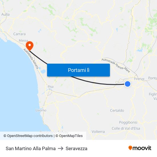 San Martino Alla Palma to Seravezza map