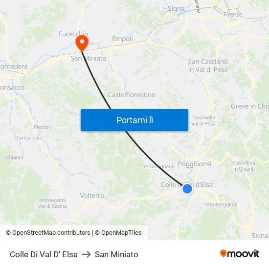 Colle Di Val D' Elsa to San Miniato map