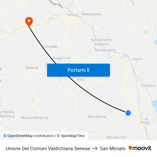 Unione Dei Comuni Valdichiana Senese to San Miniato map