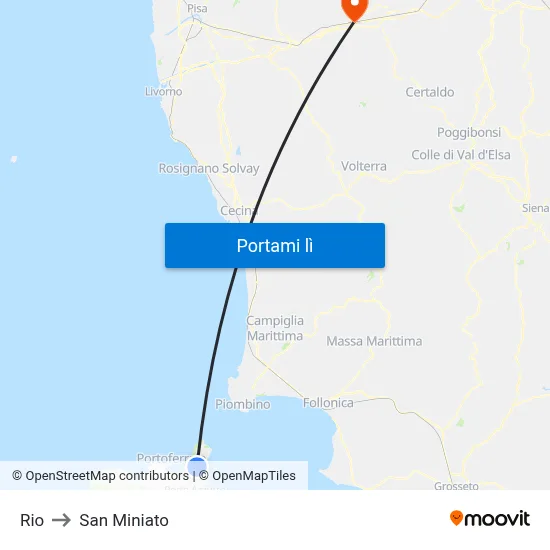 Rio to San Miniato map