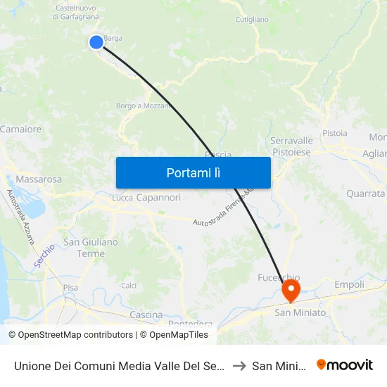 Unione Dei Comuni Media Valle Del Serchio to San Miniato map