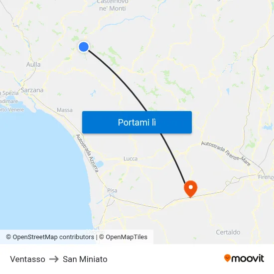 Ventasso to San Miniato map