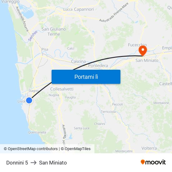 Donnini 5 to San Miniato map