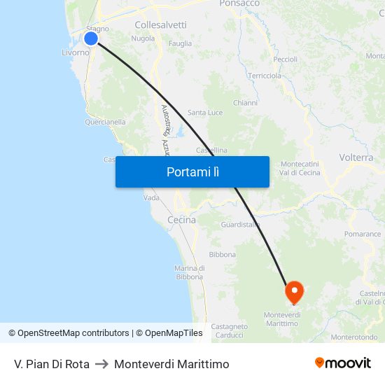 V. Pian Di Rota to Monteverdi Marittimo map