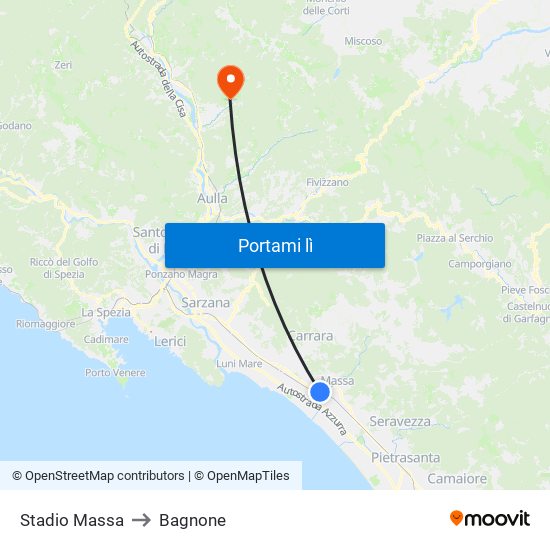 Stadio Massa to Bagnone map