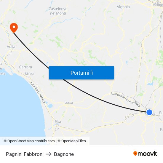 Pagnini Fabbroni to Bagnone map