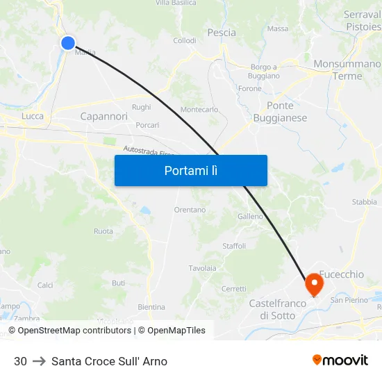 30 to Santa Croce Sull' Arno map