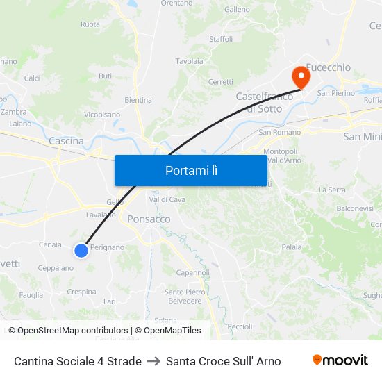 Cantina Sociale 4 Strade to Santa Croce Sull' Arno map