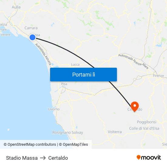 Stadio Massa to Certaldo map