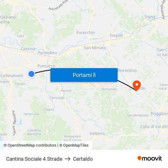 Cantina Sociale 4 Strade to Certaldo map