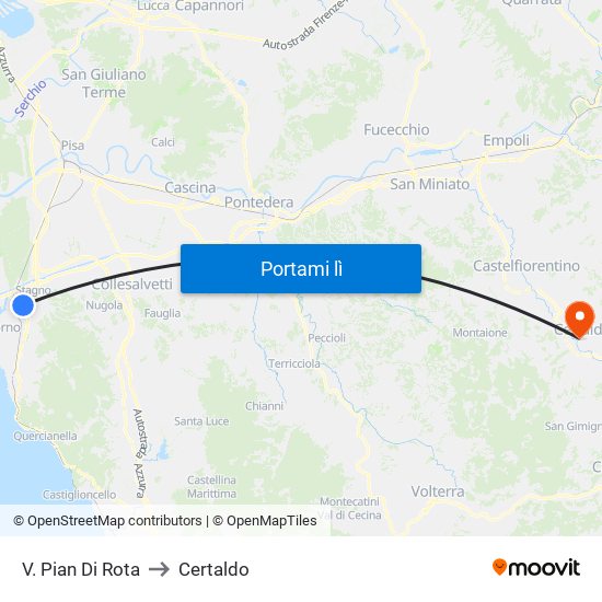V. Pian Di Rota to Certaldo map