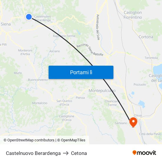 Castelnuovo Berardenga to Cetona map