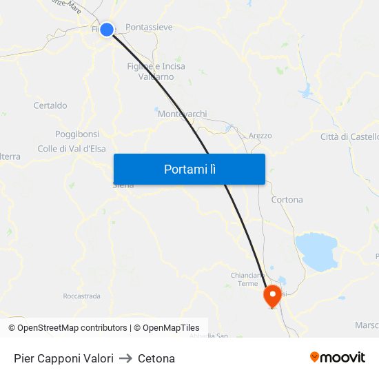 Pier Capponi Valori to Cetona map