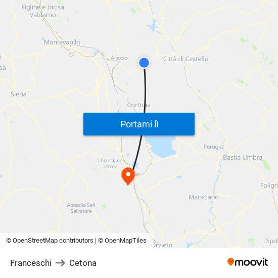 Franceschi to Cetona map