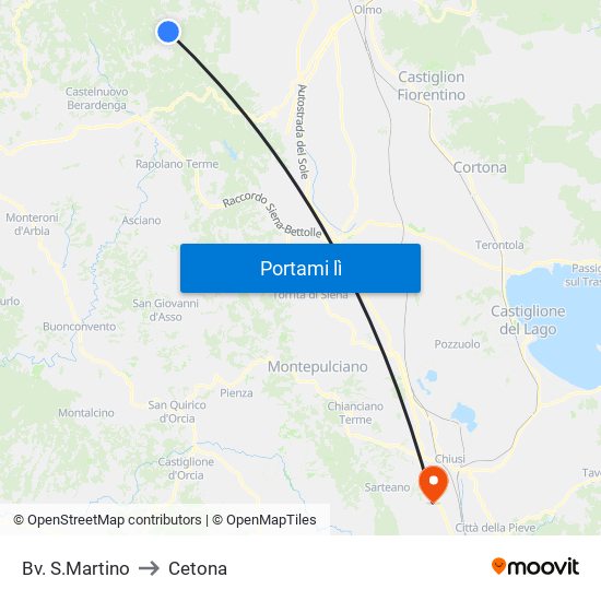 Bv. S.Martino to Cetona map