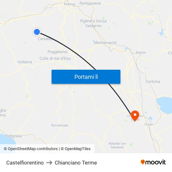 Castelfiorentino to Chianciano Terme map